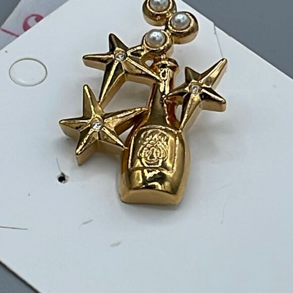 Vintage Avon Champagne bottle faux pearl bubbles tac pin. - Picture 3 of 8